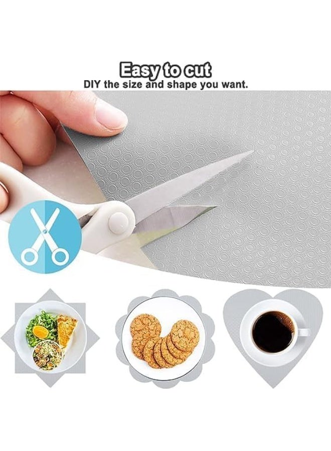 MunKan Shelf Liner for Kitchen (2 Rolls (45 x 150cm) Non-Adhesive Drawer Mats, Non-Slip Food Grade EVA Drawer Liner, Stain-Proof Liner for Shelf, Refrigerator, Cupboard, and Desk ( Grey ) - Image 3